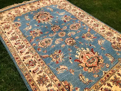 100 x 150 cm | New Handmade Beautiful Blue Zeigler Carpet