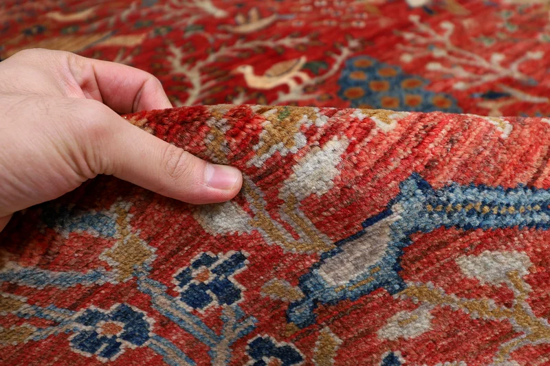 252 × 287 سم | 8.4 × 9.5 قدم | بساط طيور بمساحة برتقالية | سجادة أفغانية مصنوعة يدويًا63185241473155113