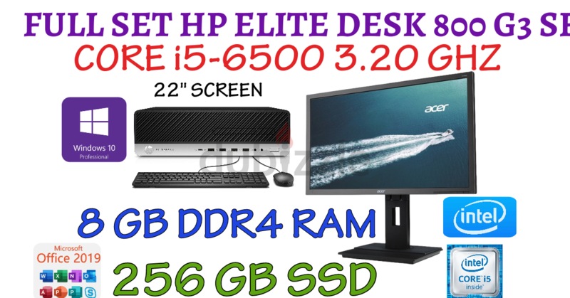 Pc Complet Hp 600 G3 Core i5-7500 8Go 256Go SSD Ecran 22 FHD