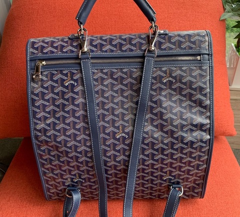 Goyard Black Chevron Print Coated Canvas Saint Leger Backpack Bag