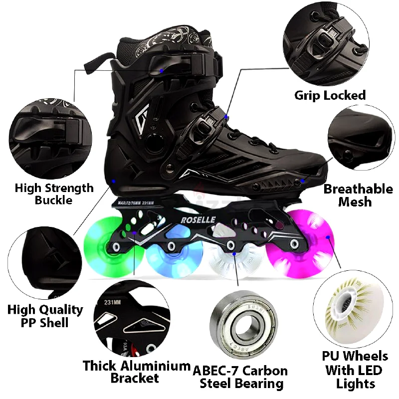PRO LED Lights Inline Skates for Unisex with High Speed63246246108545111