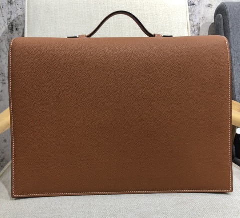 Hermes Kelly Depeche 38 Briefcase Brown Clemence Handstitched