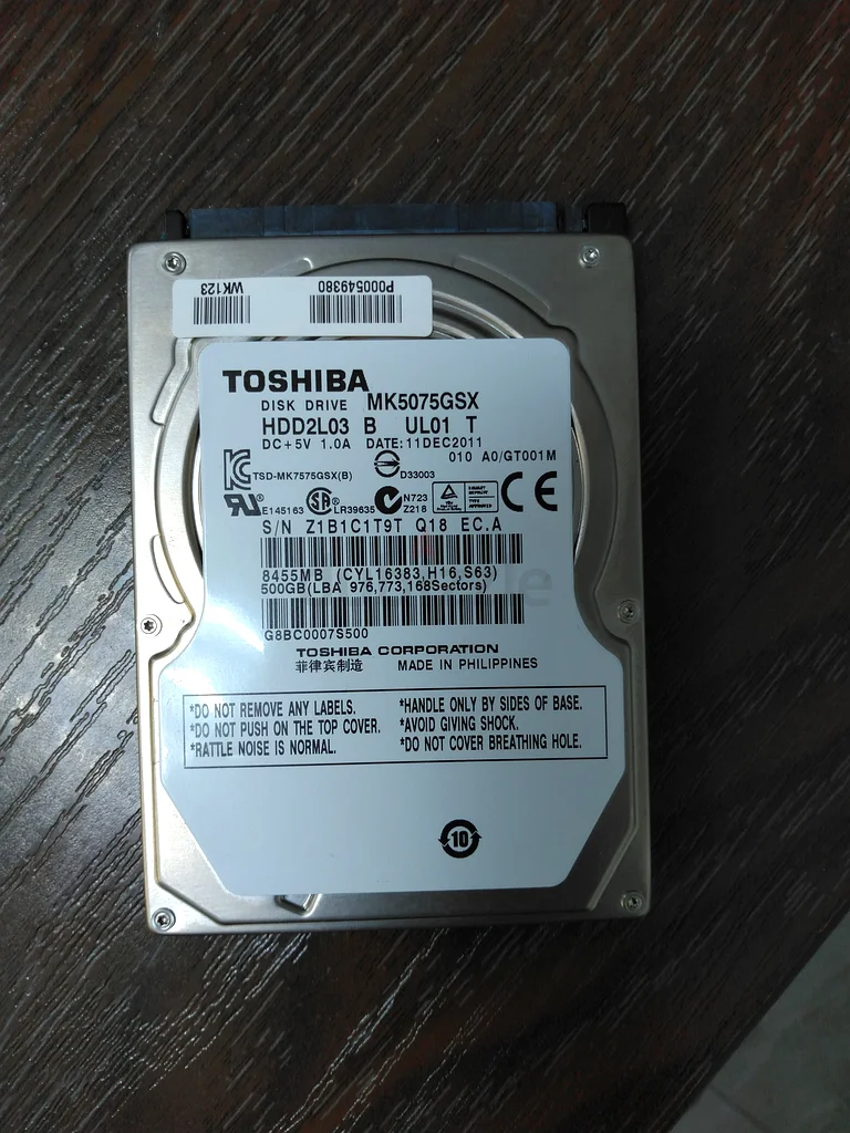 Toshiba Hard Drive 2.5in 5.4K 3Gb/s Sata (HDD2L03) 500GB63265600702978111