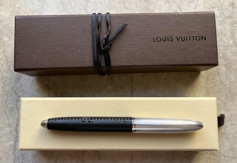 Louis Vuitton Doc Black Leather & Gold Rollerball Pen - Preowned