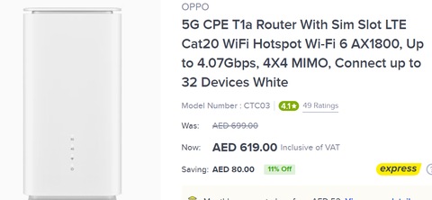 OPPO 5G Router T1a  5g Routers with Sim Card Slot for Sale