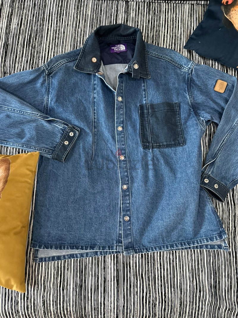 The north face purple label hot sale broken twill denim shirt jacket