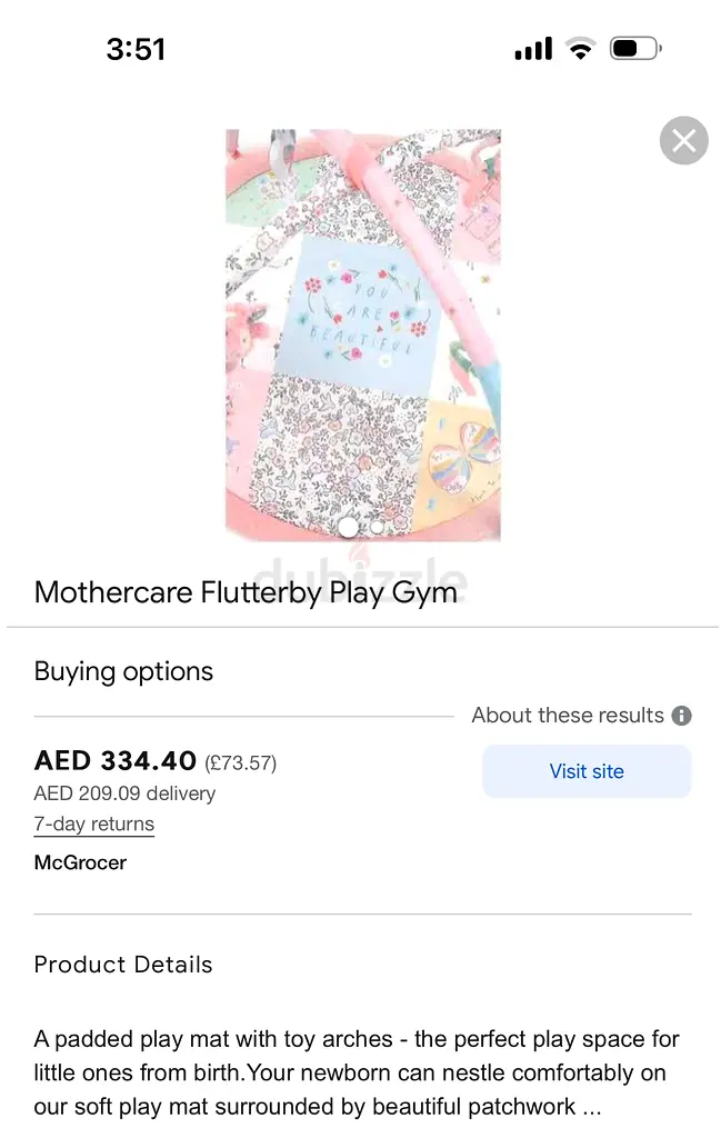 Mothercare baby playing gym matt