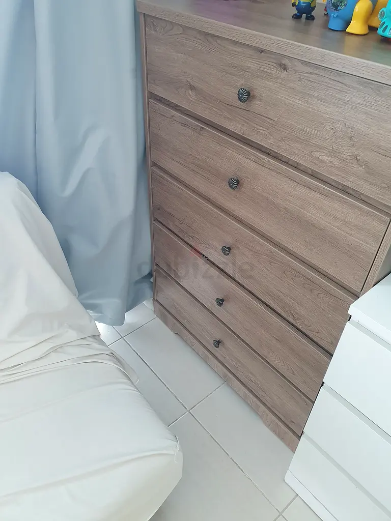 light brown colour with 6 drawers