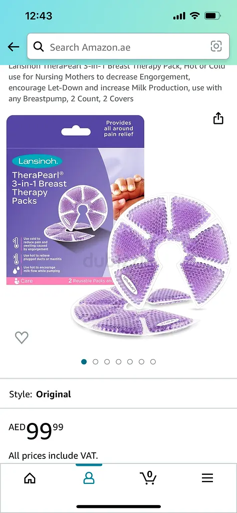 Gel cooling pads for breast feeding mums