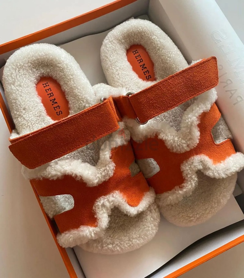 Hermes Fluffy Slides for Women | dubizzle