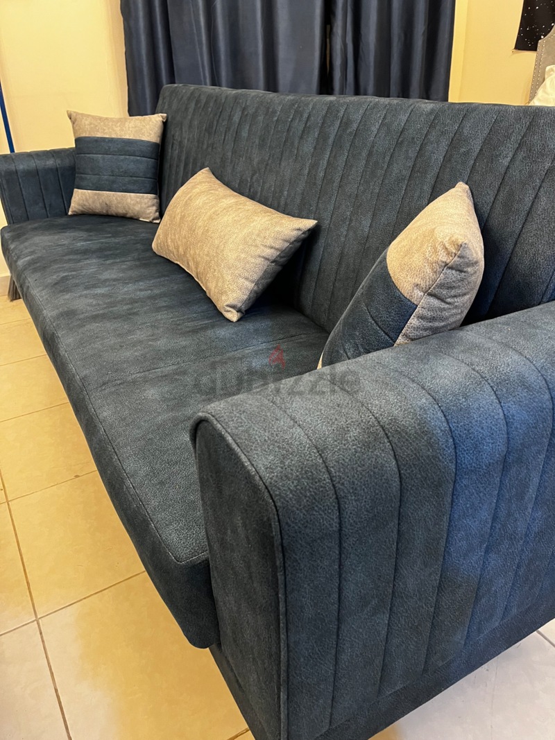 dark blue 3 seater sofa bed | dubizzle