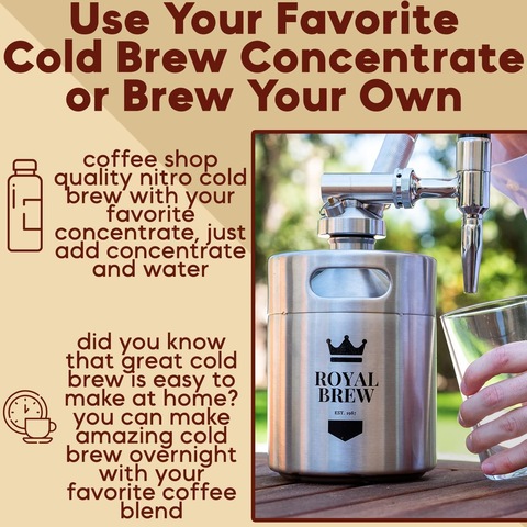 Royal Brew Nitro Cold Brew Coffee Maker Home Keg Kit System - Black for  sale online