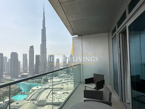 Breathtaking Burj Khalifa Fountain View: Luxury Fully Furnished 2-bed, Resort-style Living