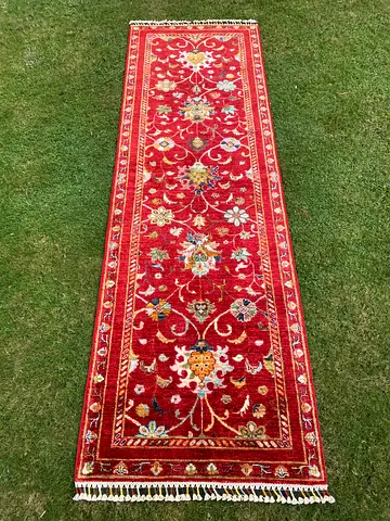 87 x 254 cm | New Handmade Beautiful Sultani Red Runner Carpet