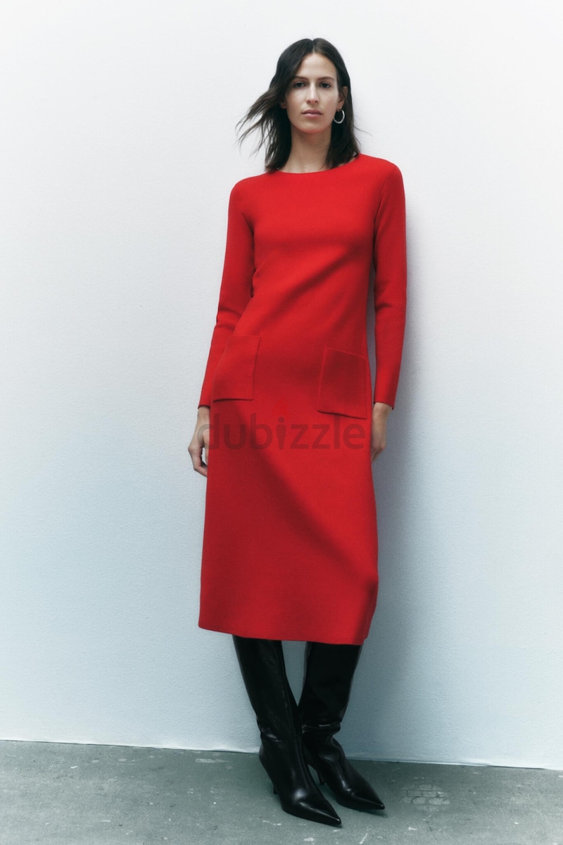 Zara red 2024 knit dress