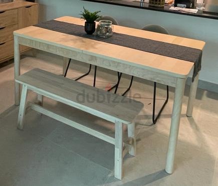 Extendable dining deals table with bench