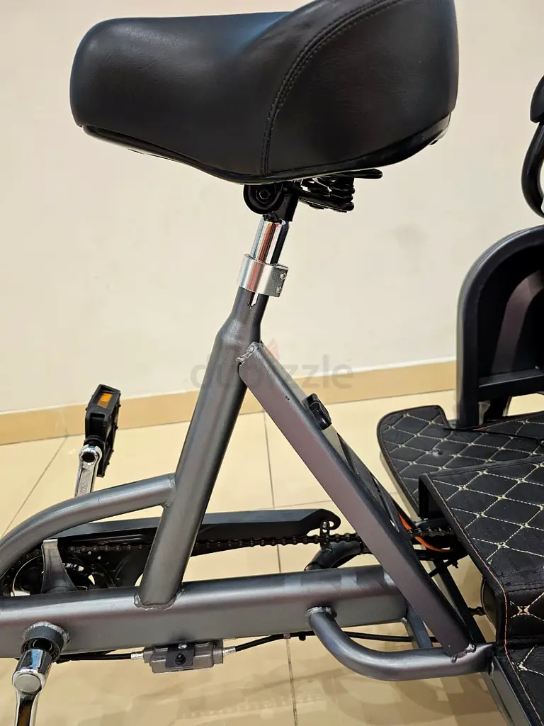 Electric tricycle with back seat and cargo storage space