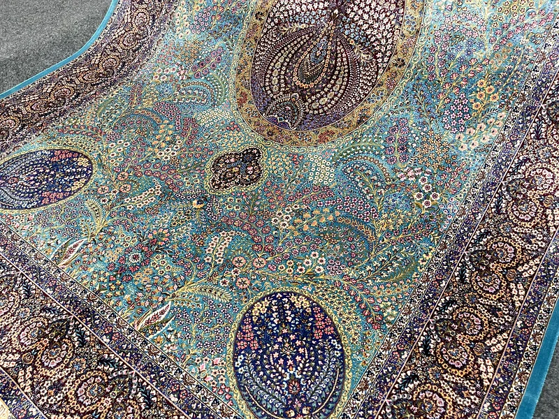 229 × 145 سم | بساط فارسي حرير قم عالي الجودة جديد63185760902786113