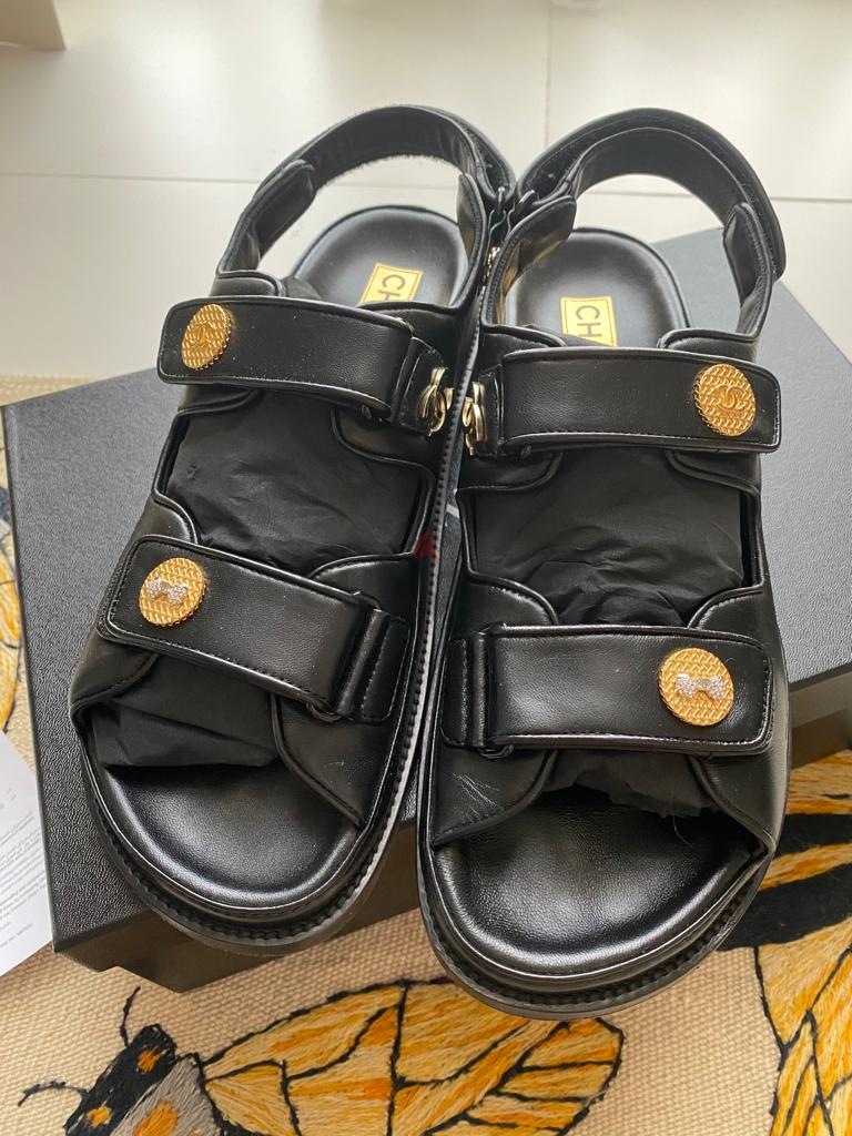 Chanel leather 2024 dad sandals