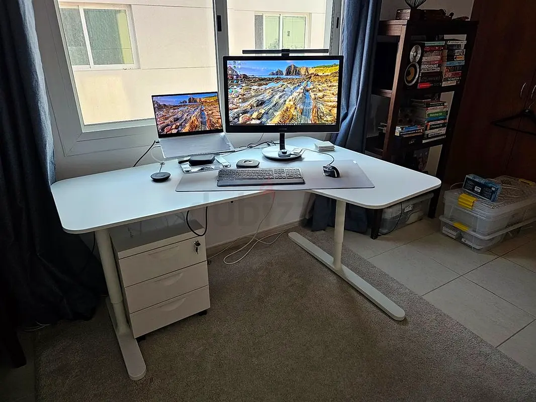 Ikea Bekant Corner Desk. Height adjustable