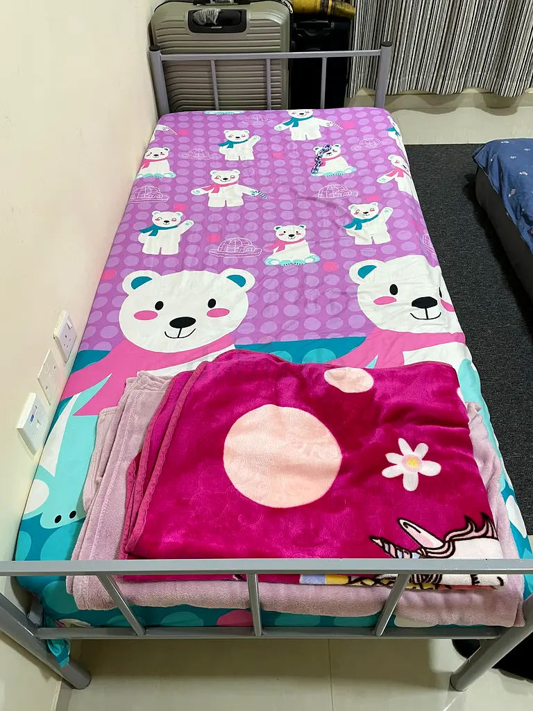 Steel bed with mattress