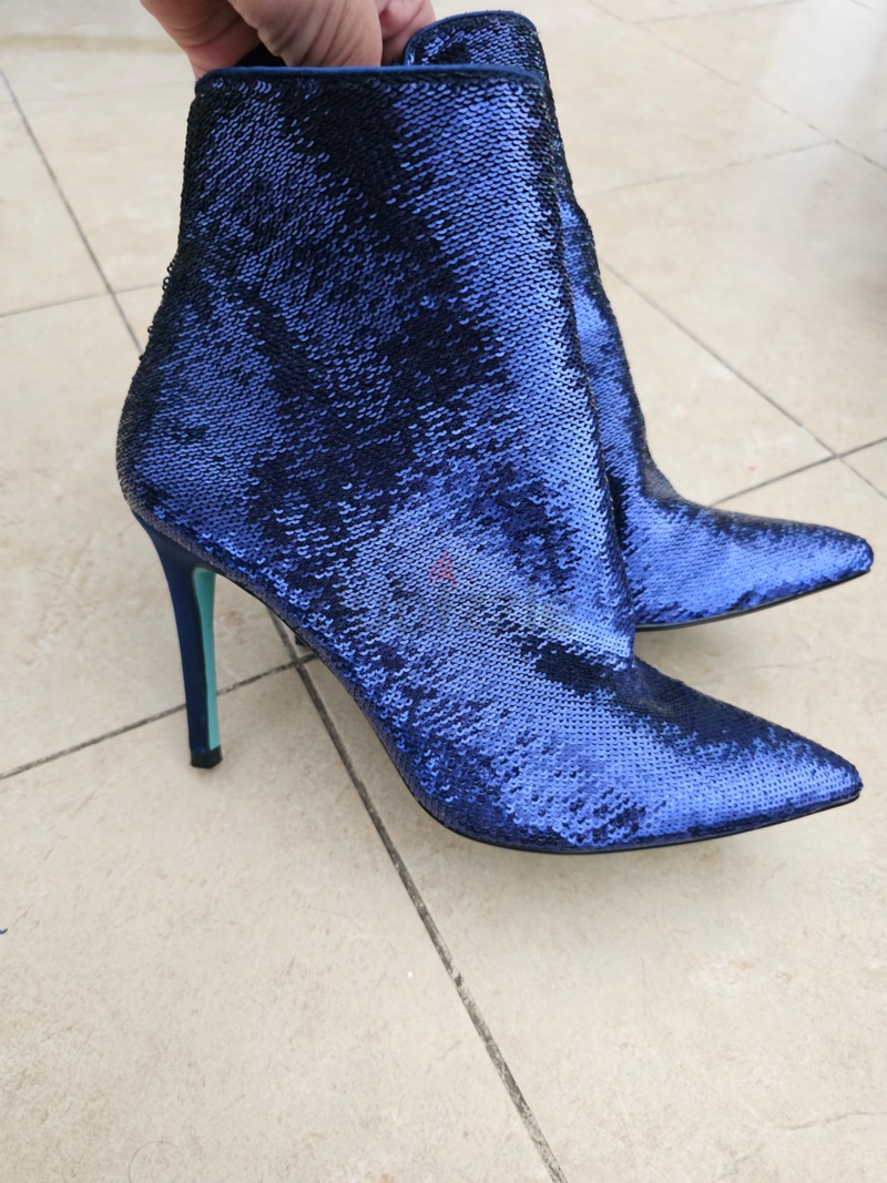 Betsey johnson blue sequin boots size 38 | dubizzle