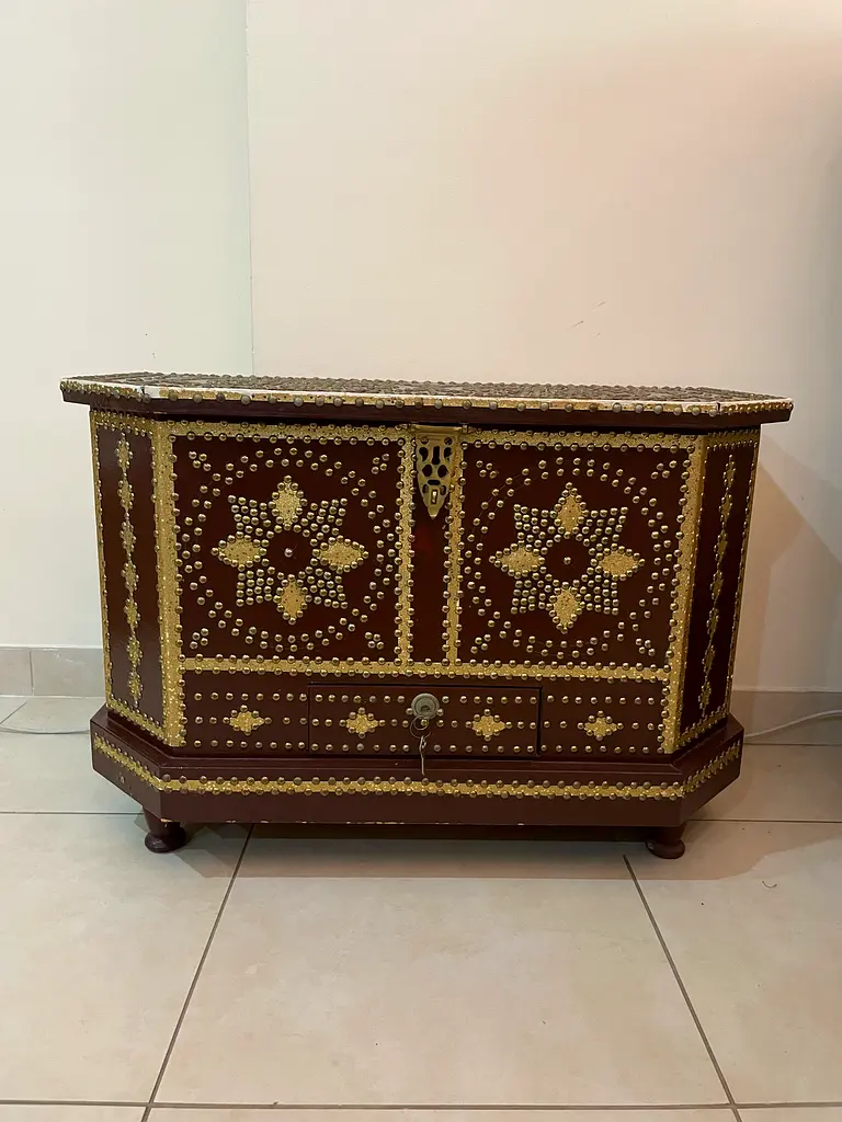 Vintage arabic zanzibar storage box chest