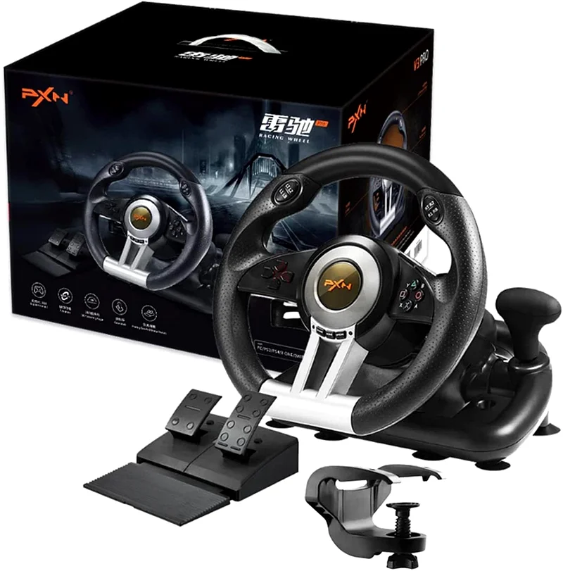 PXN V3II Pro Racing Car Gaming Steering Wheel with Pedals