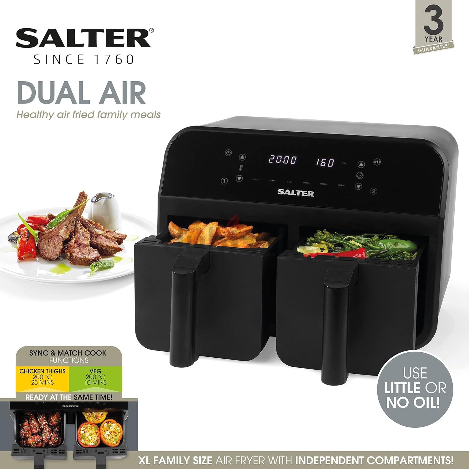 Salter 7.4 Litre Dual Air Fryer | Dubizzle