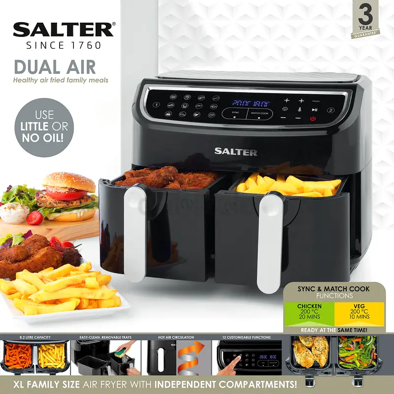 salter dual air fryer 8.2