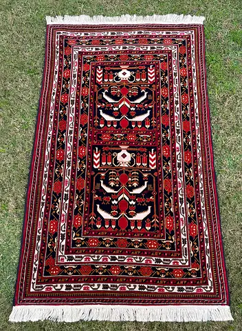92 x 153 cm | Handmade Beautiful Fine Turkmen Ali Khawaja Carpet