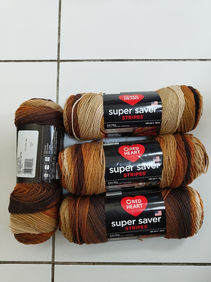 Red Heart Super Saver Yarn - Latte Stripe