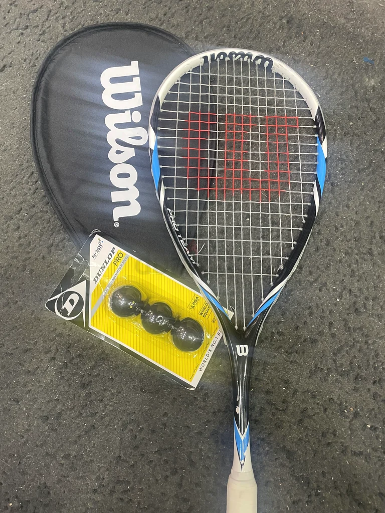 WILSON PRO BLUE Team Squash Racket  3balls63198149279107112