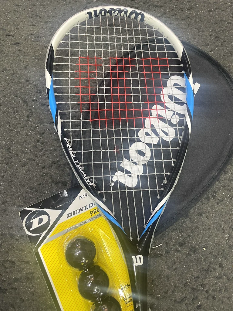 WILSON PRO BLUE Team Squash Racket  3balls63198149279107111