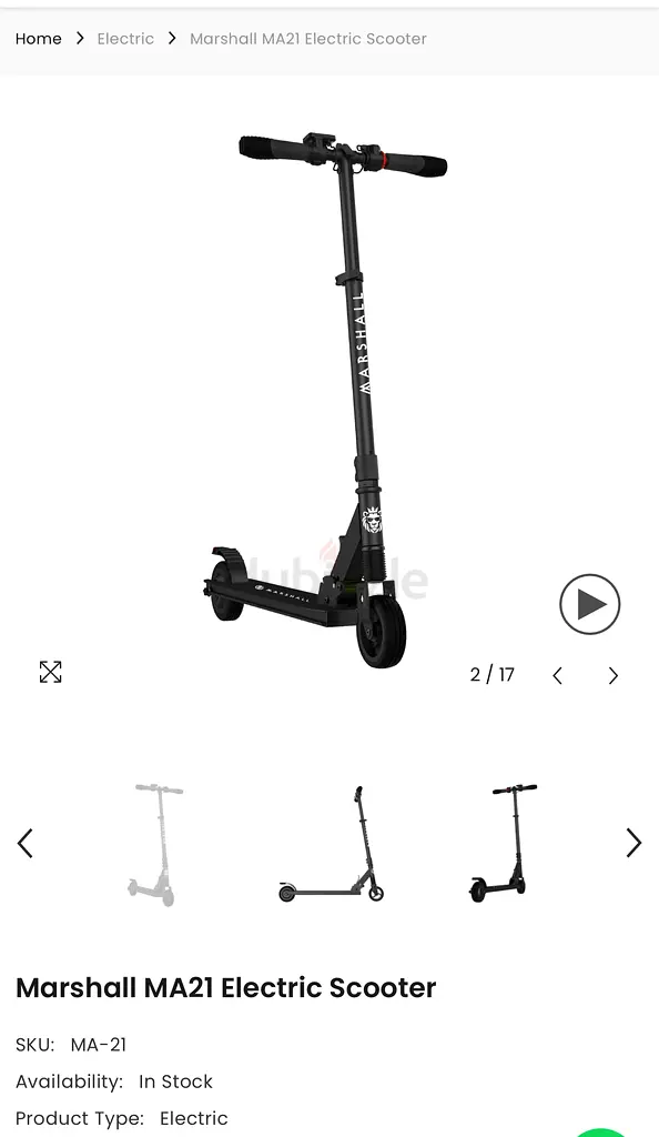 Marshall MA21 Electric Scooter Brand New