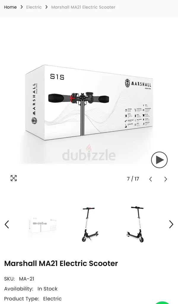 Marshall MA21 Electric Scooter Brand New