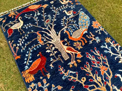103 x 147 cm | New Handmade Beautiful Tree of Life Carpet