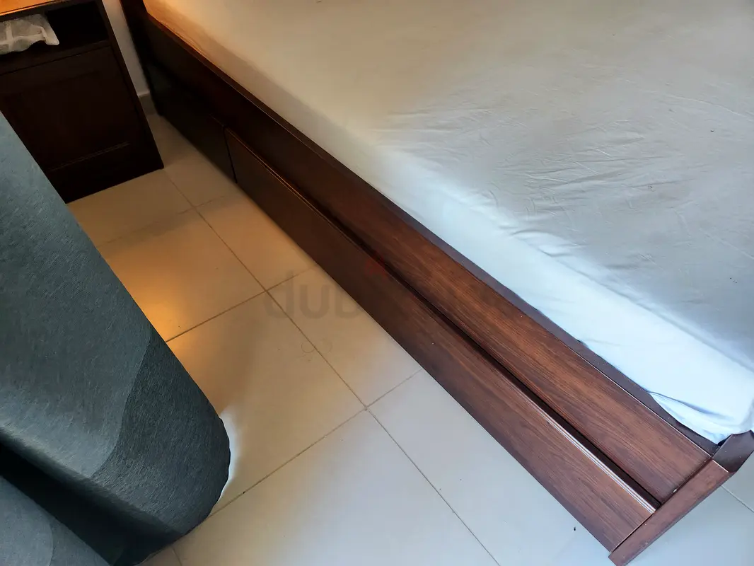 Ikea Queen Bed Frame and 2 Nightstand