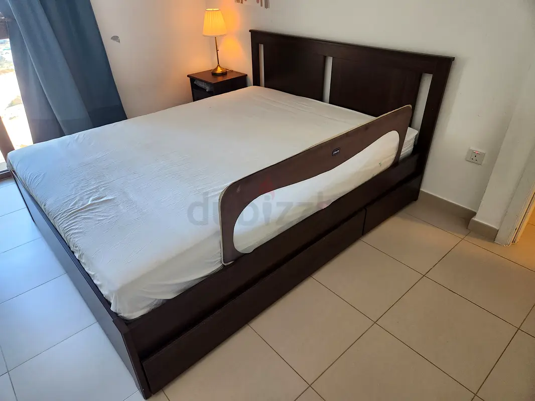 Ikea Queen Bed Frame and 2 Nightstand