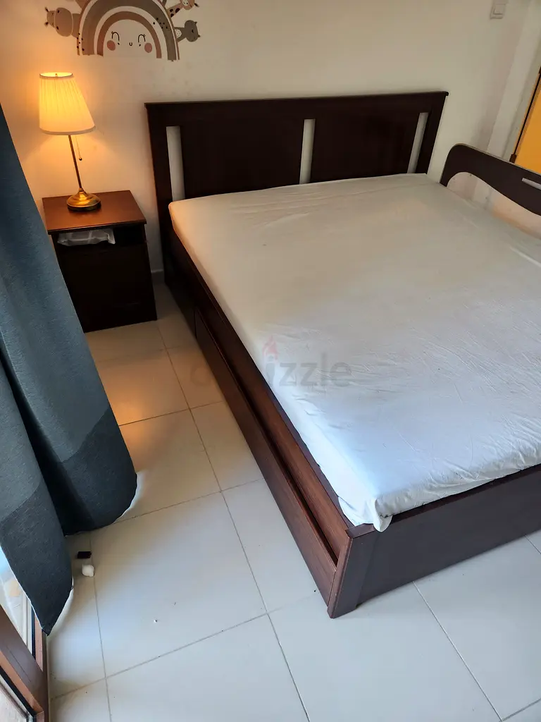 Ikea Queen Bed Frame and 2 Nightstand