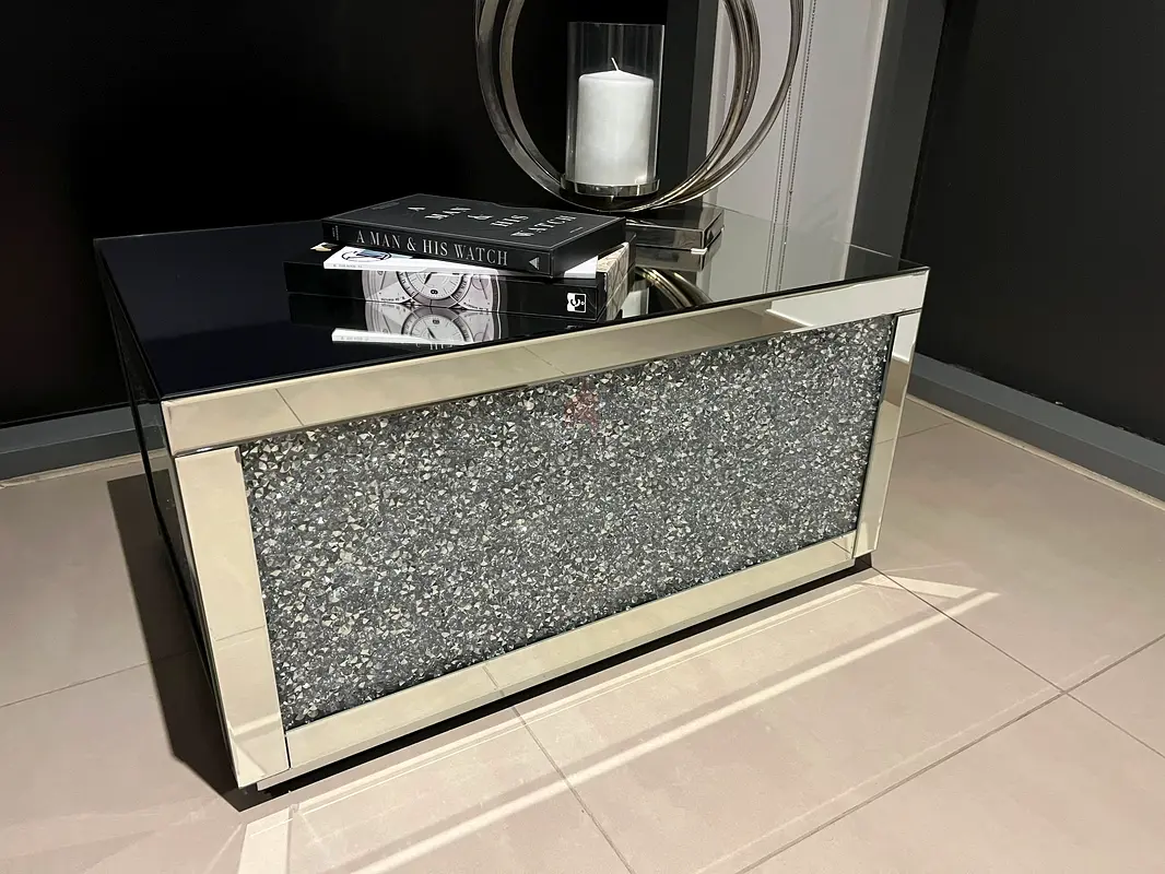 Crushed Diamond Crystal Mirrored Coffee Table