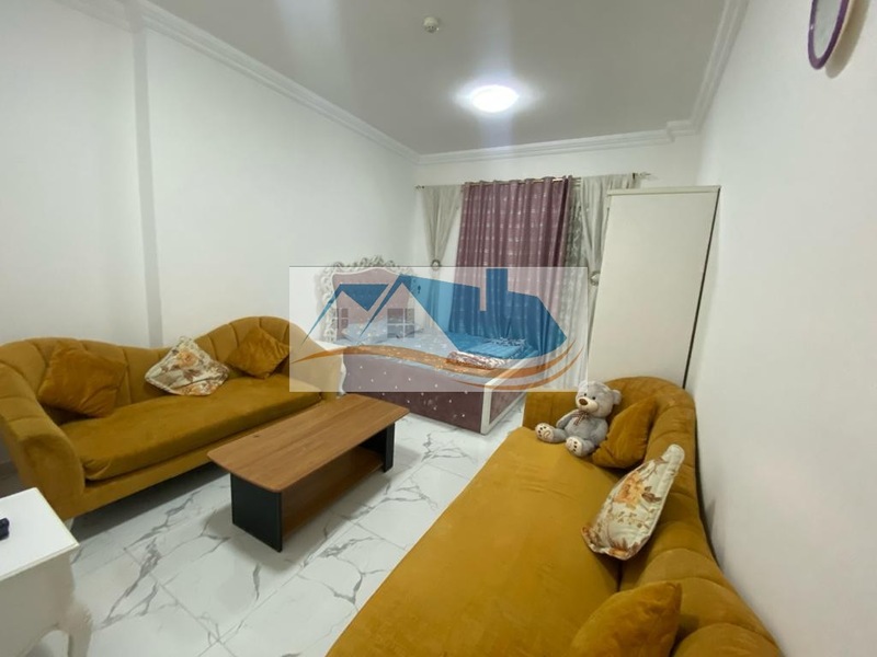 Studio is available in Oasis Towers furnished for monthly rent in Ajman, including electricity, wat