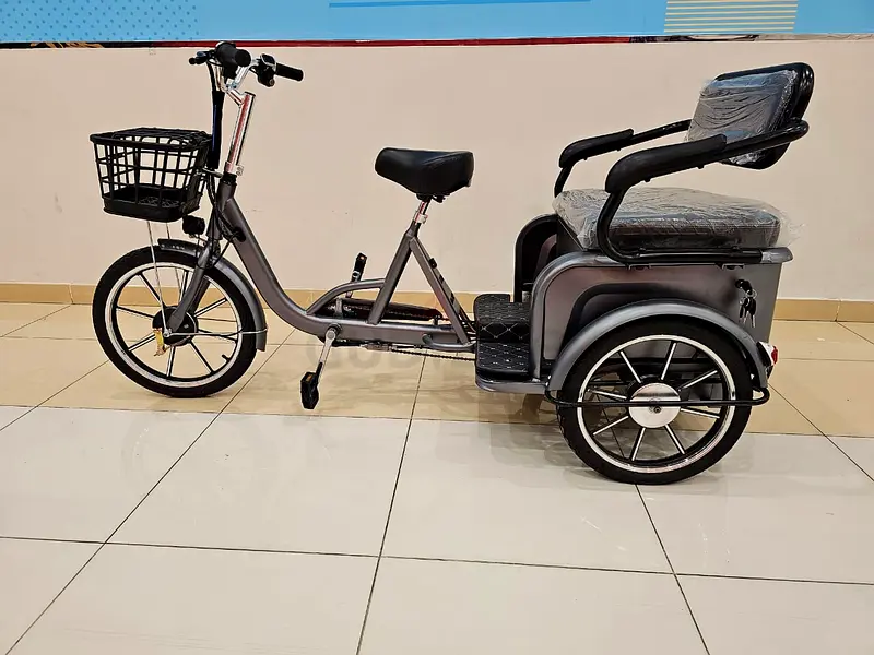 Electric tricycle with back seat and cargo storage space