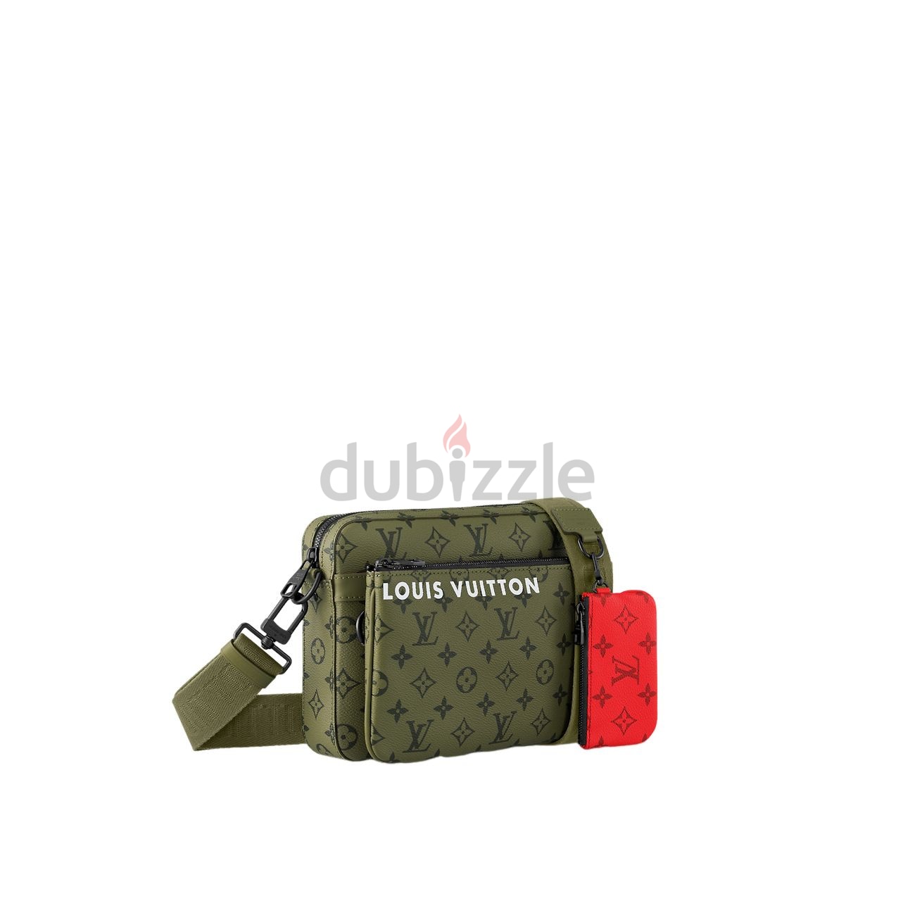 Louis Vuitton Keepall Bandouliere 45 Khaki Green/Vermillion Red