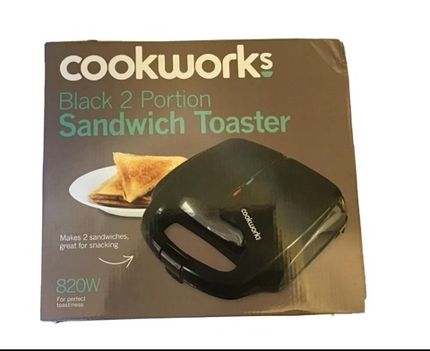 Buy Cookworks 4 Portion Sandwich Toaster - Black, Sandwich toasters