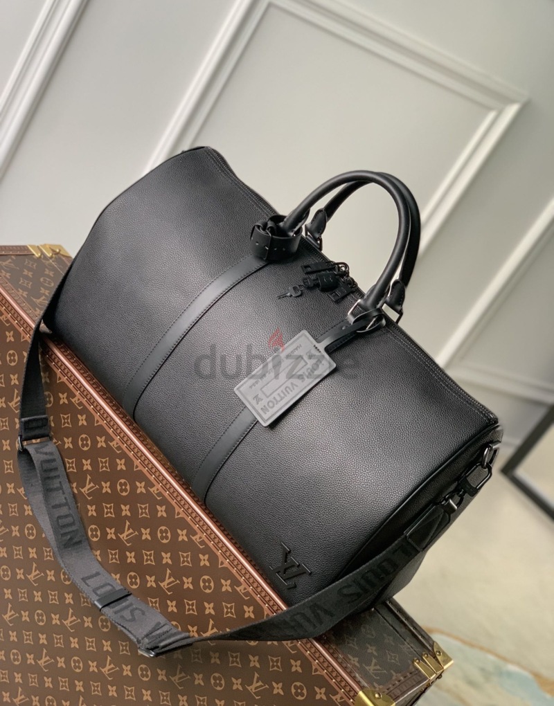 LOUIS VUITTON Keepall 50 Bandouliere Monogram Eclipse Travel Bag Black