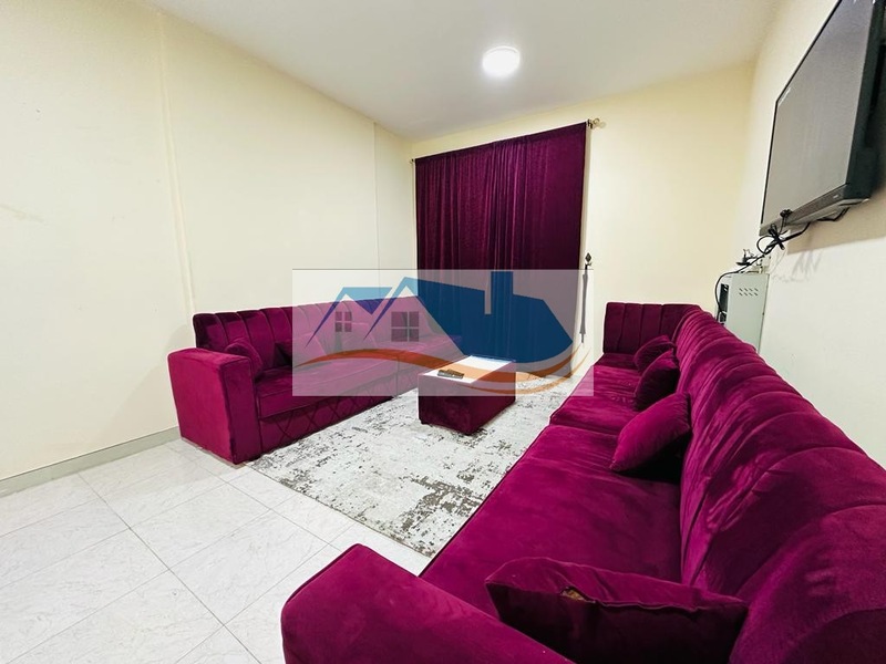 2 rooms, a salon, 2 bathrooms and 2 furnished balconies Hotel furniture in Al Nuaimiya for monthly