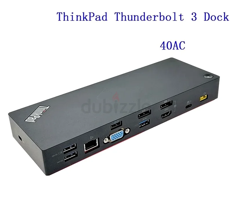 محطة إرساء Lenovo Thinkpad Thunderbolt 3 USB-C (40AC)-UHD 4K مع منفذ HDMI واحد ومنفذين DisplayPort ومنفذ VGA واحد63166654071299113