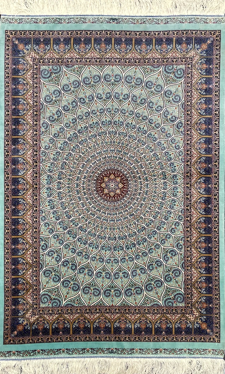 146 x 98 cm | New Silk Super Fine Gombad Qom Persian Carpet63210353579778111