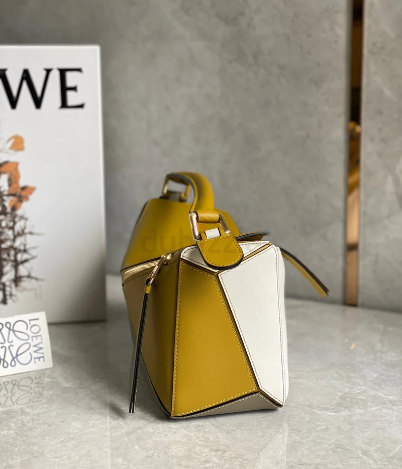 Loewe Puzzle Small Bag In Ochre/White/Taupe Calfskin62935675087233112
